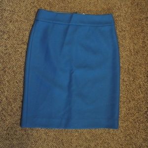 J. Crew 100% Wool Pencil Skirt Size 6 Blue